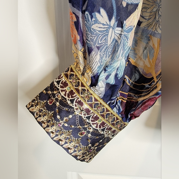 Camilla Raglan Button Up Silk Shirt Blouse Nouveau Nights - Picture 10 of 16